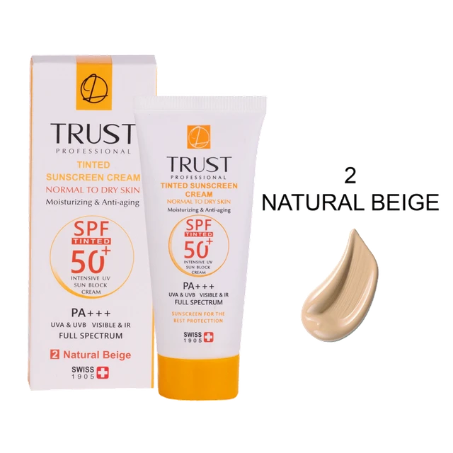 کرم ضدآفتاب رنگی و ضدپیری تراست | SPF محافظت و آبرسانی پوست خشک تا نرمال