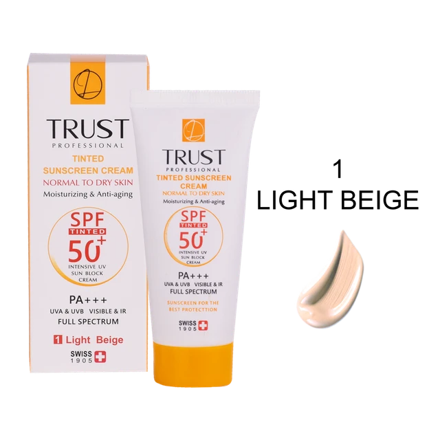 کرم ضدآفتاب رنگی و ضدپیری تراست | SPF محافظت و آبرسانی پوست خشک تا نرمال